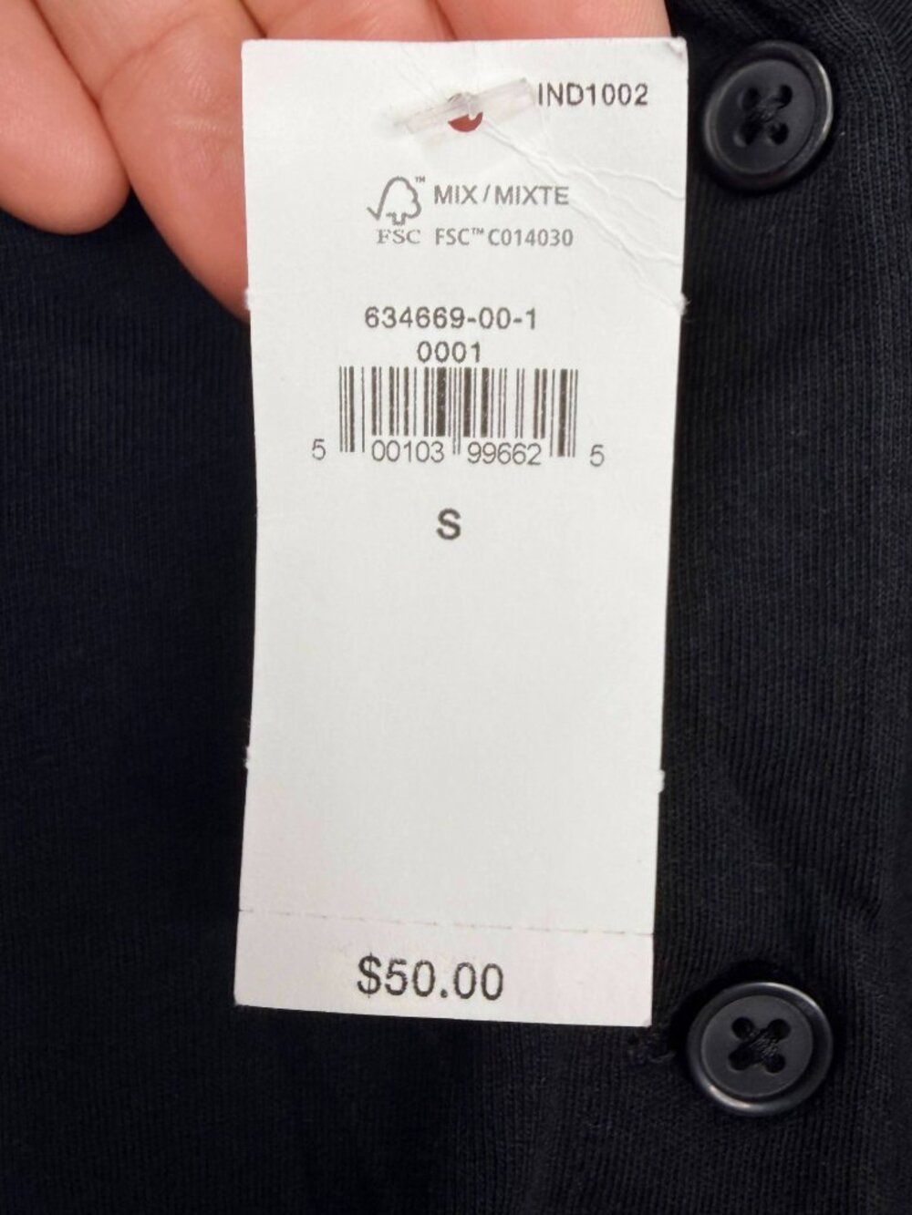 NWT Banana Republic 3/4 Sleeve Organic Cotton Top Black Small #A2444 - Picture 9 of 10